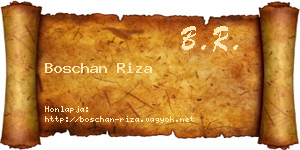 Boschan Riza névjegykártya